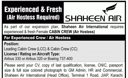 Shaheen Air Jobs 2024