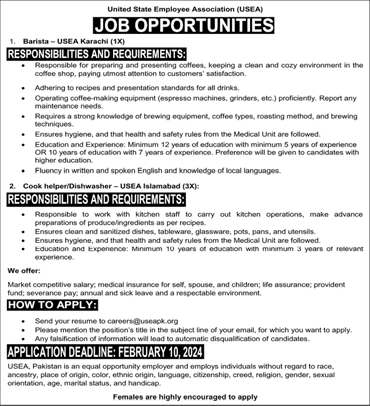 Latest US Embassy Islamabad Jobs 2024