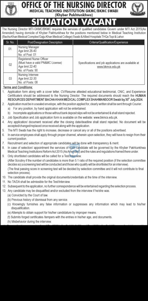 Medical Teaching Institution Swabi jobs