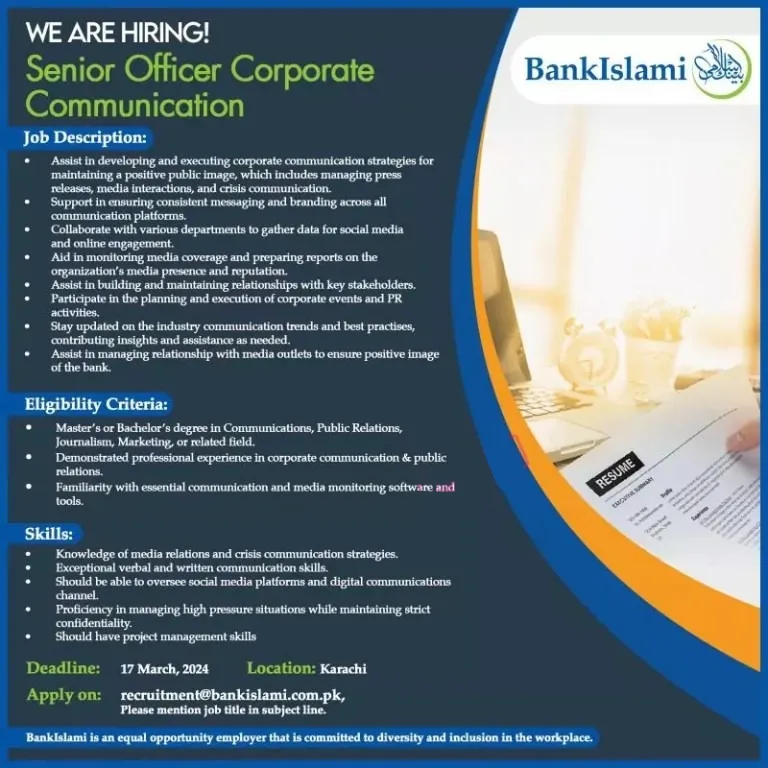 Bank Islami Careers 2024