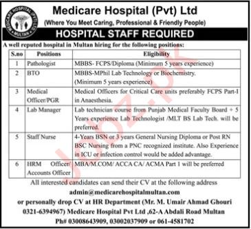  Medicare Hospital Multan Jobs 2024