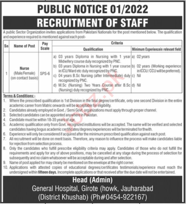 PAEC General Hospital Islamabad Jobs 2024