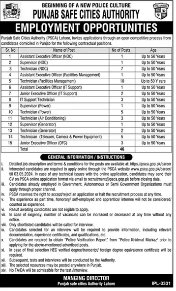 PSCA Jobs 2024