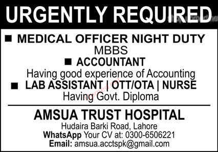 Medical Officer Jobs In Lahore