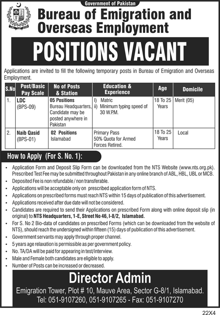 BEOE Gov Pk Foreign Jobs 2024