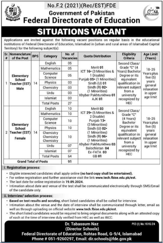 Federal Directorate Of Education Jobs 2024