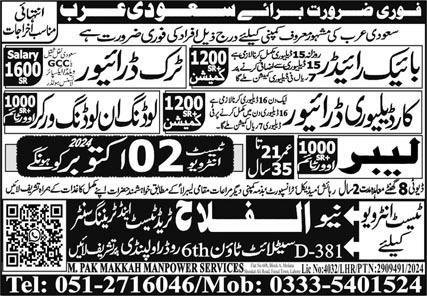 Jobs In Saudi Arabia For Pakistani 2024