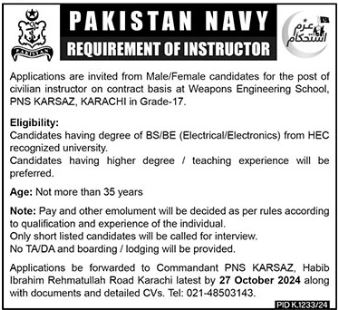 Navy Jobs 2024 In Pakistan